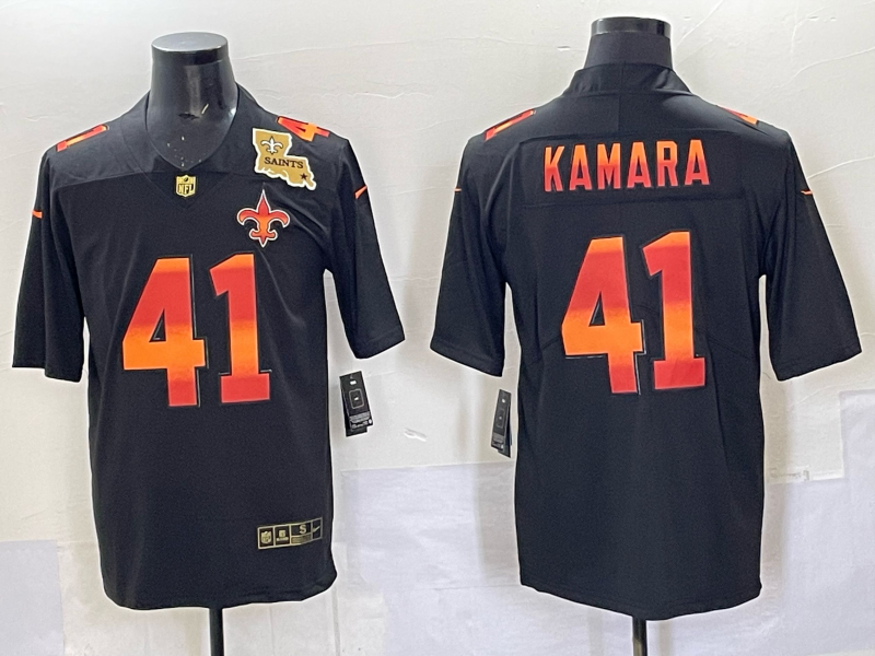 Men 2025 New Orleans Saints 4 Kamara black Limited NFL Jersey 001